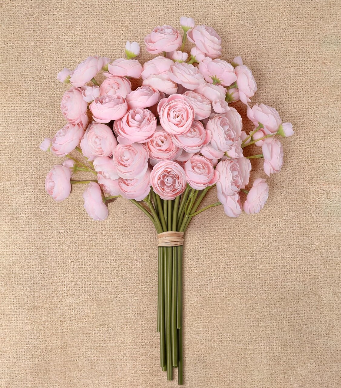 18-Piece Shabby Blush Artificial Ranunculus Flowers with Stems – Faux Silk Mini Peony-Style Flowers Bulk for Vase, DIY Bouquets, Wedding Centerpieces, Bridal Shower & Home Decor